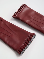 Love & Roses Burgundy Red Frill Faux Leather Gloves - Image 6 of 6