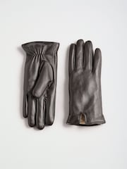 Love & Roses Chocolate Brown Fleece Lined Leather Gloves - Image 4 of 6