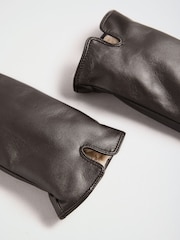 Love & Roses Chocolate Brown Fleece Lined Leather Gloves - Image 5 of 6