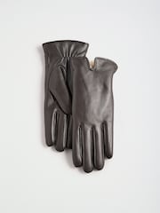 Love & Roses Chocolate Brown Fleece Lined Leather Gloves - Image 6 of 6