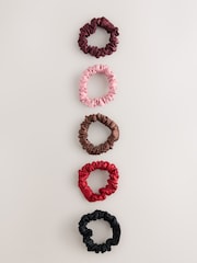 Paarsrood/rood - Set van 5 scrunchies - Afbeelding 1 van 3