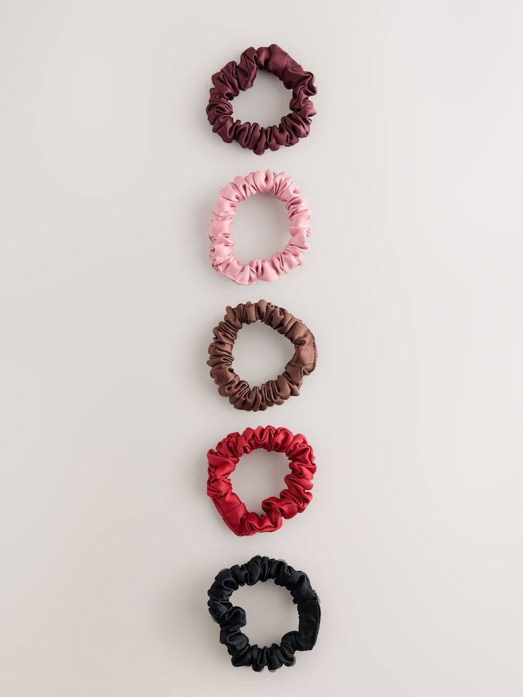Paarsrood/rood - Set van 5 scrunchies - Afbeelding 1 van 3