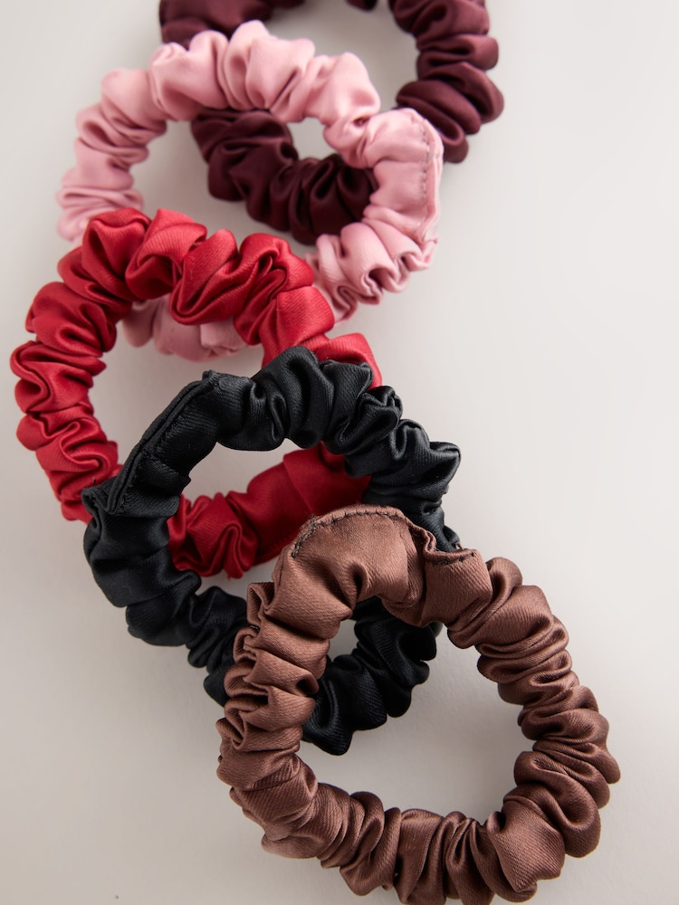 Paarsrood/rood - Set van 5 scrunchies - Afbeelding 2 van 3