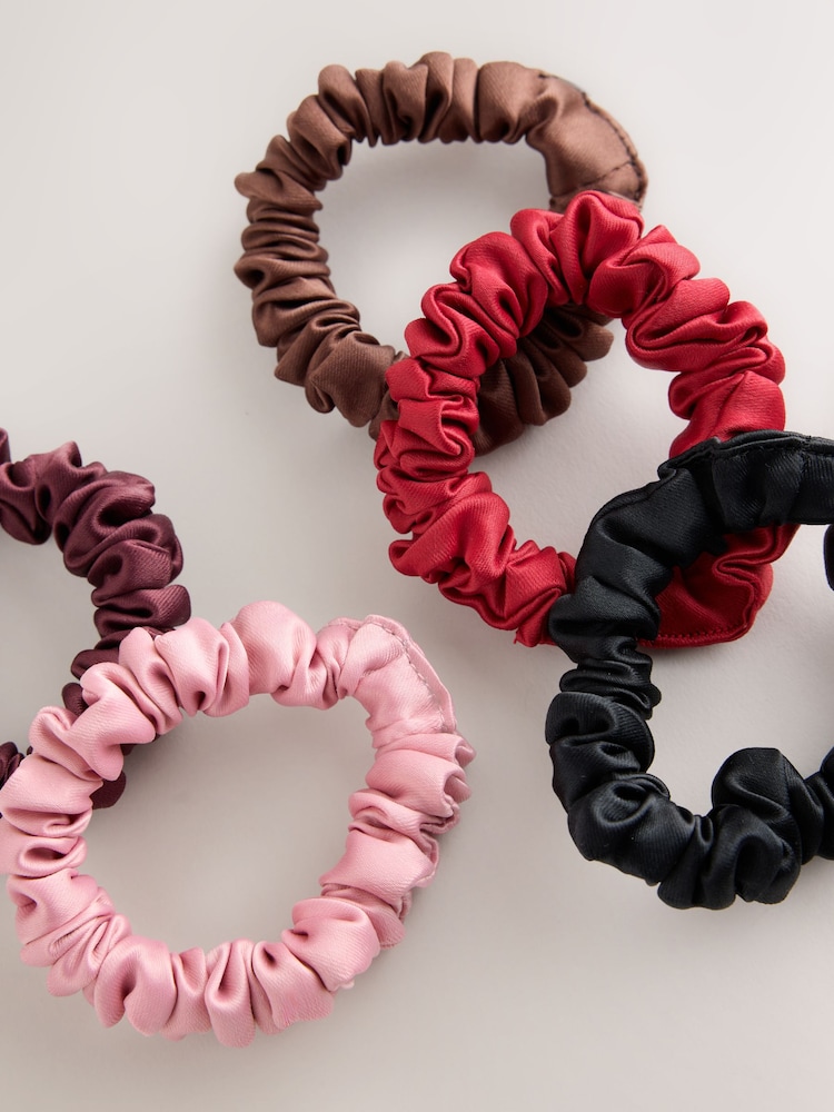 Paarsrood/rood - Set van 5 scrunchies - Afbeelding 3 van 3