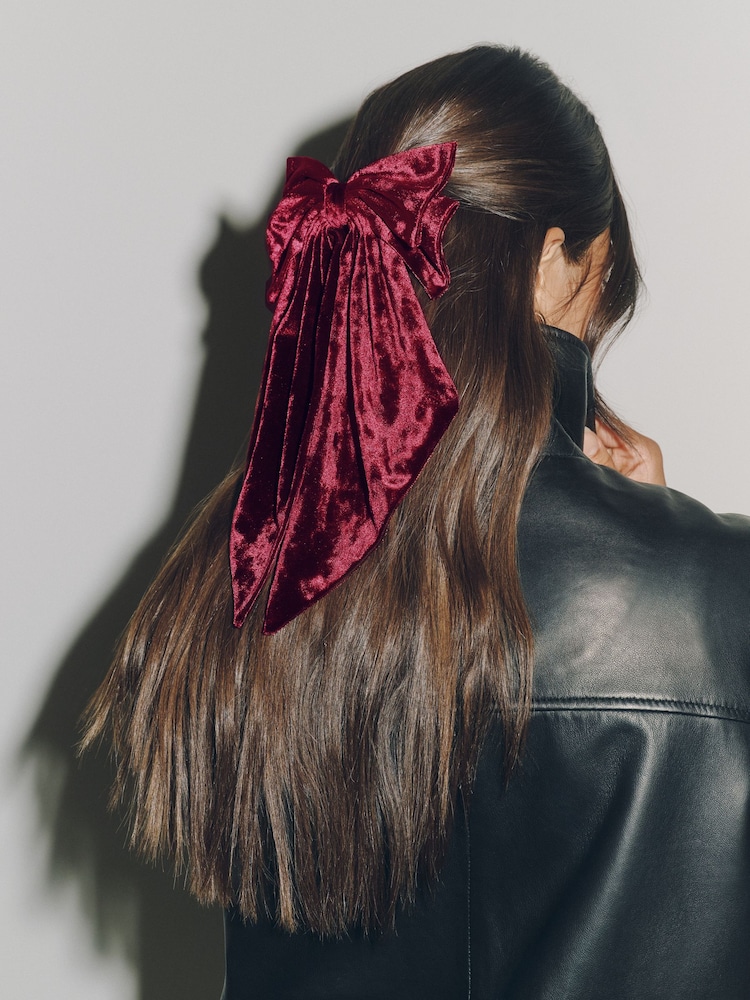 Burgundy Red Velvet Oversized Bow - Image 1 of 2