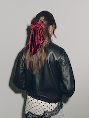 Burgundy Red Velvet Oversized Bow - Image 2 of 2