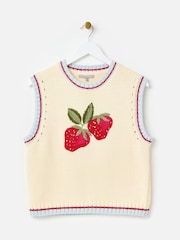 Oliver Bonas Cream Embroidered Knitted Tank Top - Image 3 of 7