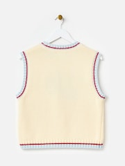 Oliver Bonas Cream Embroidered Knitted Tank Top - Image 4 of 7