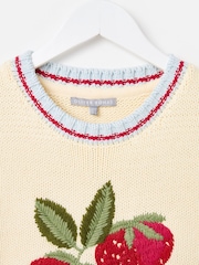 Oliver Bonas Cream Embroidered Knitted Tank Top - Image 5 of 7