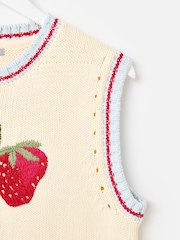 Oliver Bonas Cream Embroidered Knitted Tank Top - Image 6 of 7