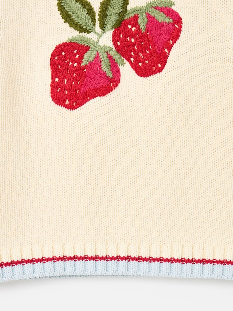 Oliver Bonas Cream Embroidered Knitted Tank Top - Image 7 of 7