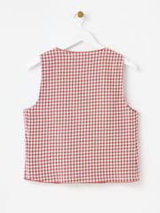 Oliver Bonas Brown Gingham Tailored Waistcoat - Image 4 of 7