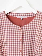 Oliver Bonas Brown Gingham Tailored Waistcoat - Image 5 of 7