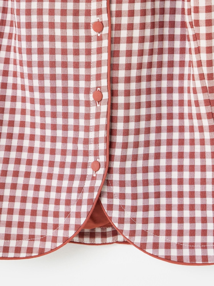Oliver Bonas Brown Gingham Tailored Waistcoat - Image 7 of 7