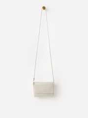 Oliver Bonas Cream Jodie Silver Gem & Faux Pearl Chain Mail Clutch Bag - Image 2 of 6