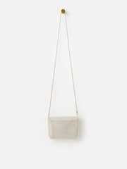 Oliver Bonas Cream Jodie Silver Gem & Faux Pearl Chain Mail Clutch Bag - Image 3 of 6