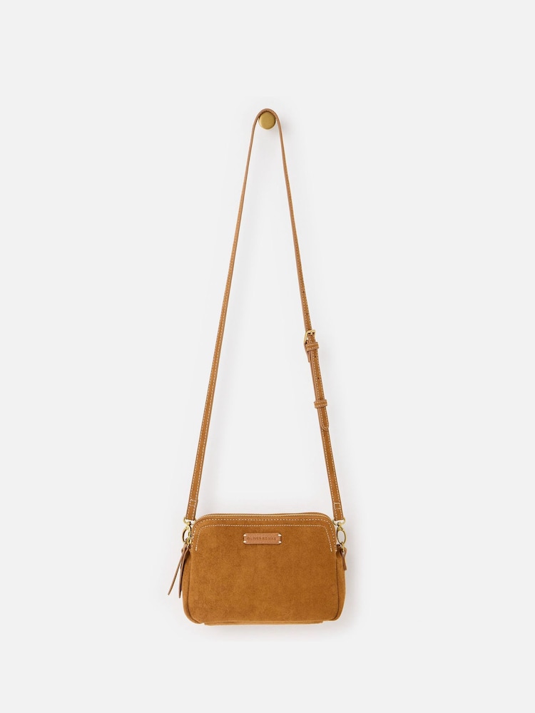 Oliver Bonas Brown Isla Faux Suede Crossbody Bag - Image 1 of 7 Oliver Bonas Brown Isla Faux Suede Crossbody Bag - Image 1 of 7