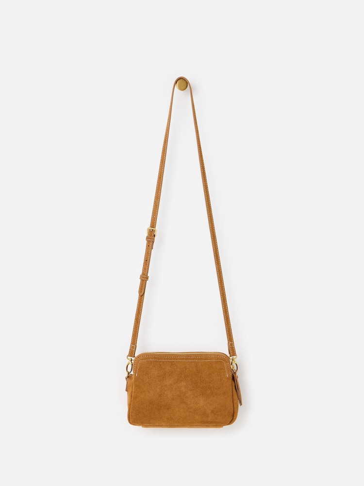 Oliver Bonas Brown Isla Faux Suede Crossbody Bag - Image 2 of 7 Oliver Bonas Brown Isla Faux Suede Crossbody Bag - Image 2 of 7