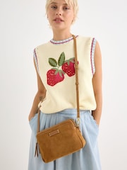 Oliver Bonas Brown Isla Faux Suede Crossbody Bag - Image 7 of 7