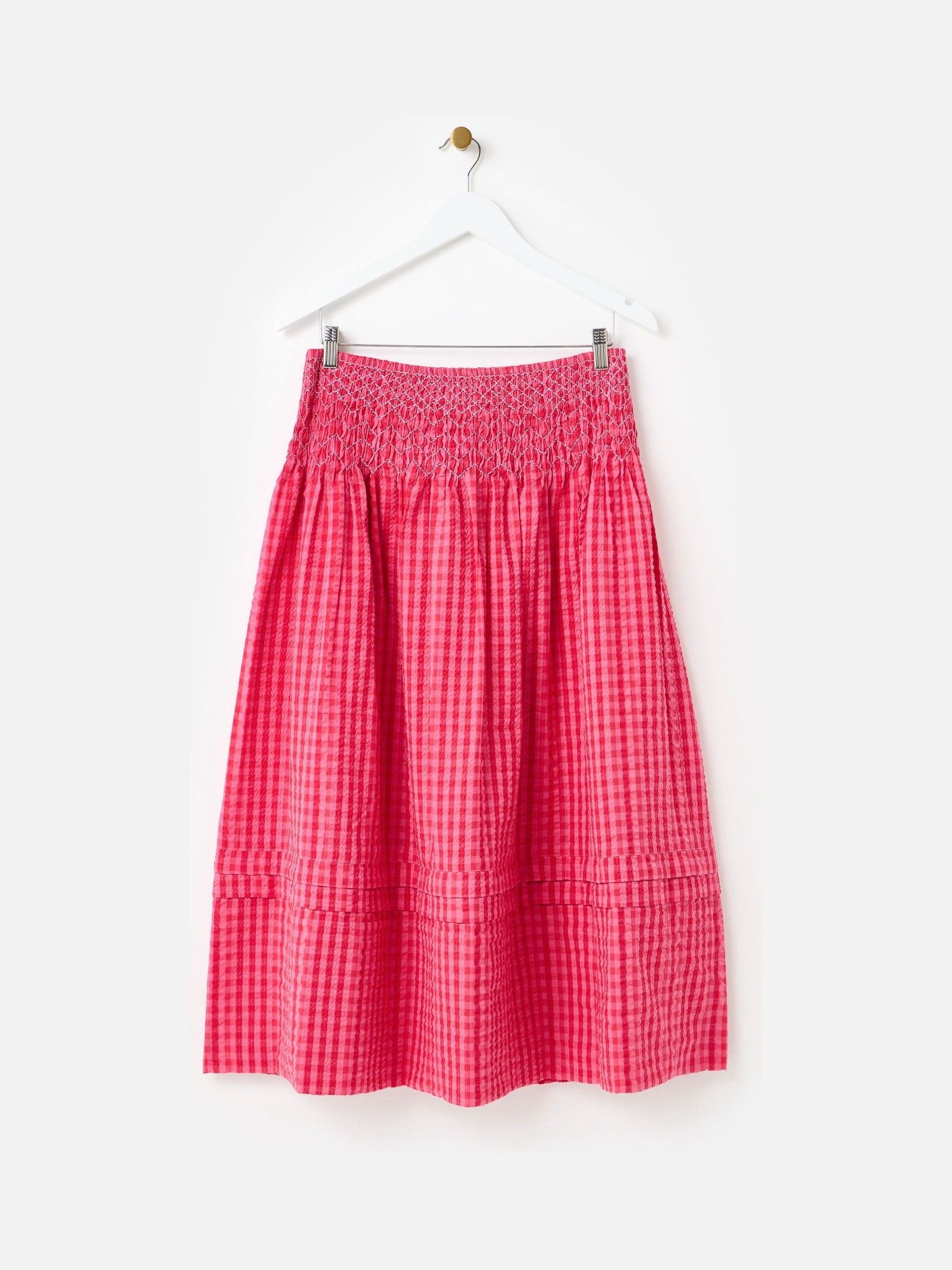 Buy Oliver Bonas Pink Gingham Shirred Waist Midi Skirt from Next USA
