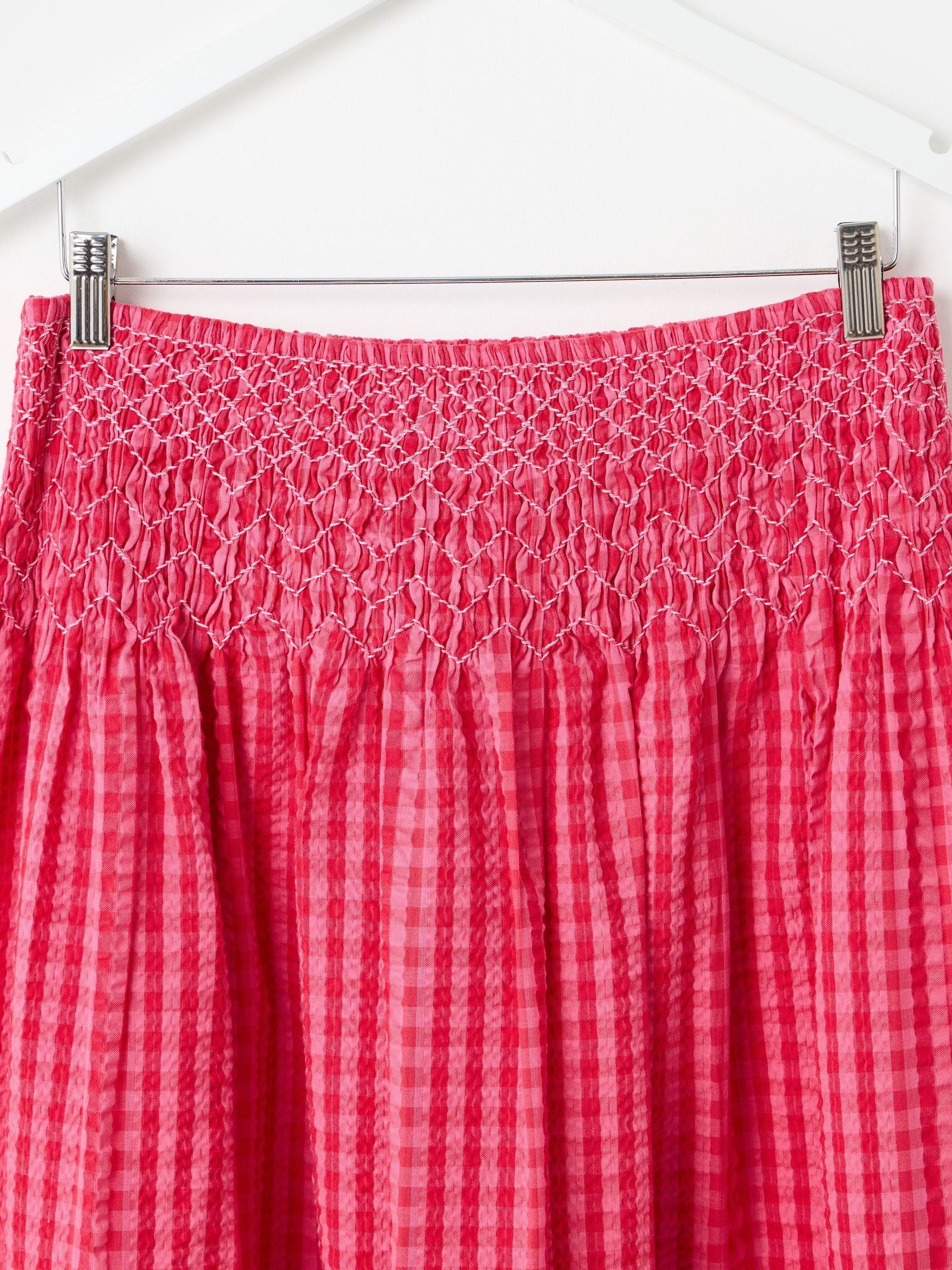 Buy Oliver Bonas Pink Gingham Shirred Waist Midi Skirt from Next USA