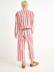 Oliver Bonas Red Striped Cropped Wide Leg Jeans - Image 2 of 7