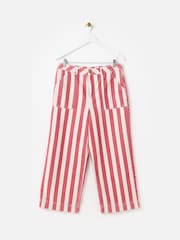 Oliver Bonas Red Striped Cropped Wide Leg Jeans - Image 3 of 7