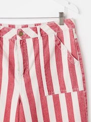 Oliver Bonas Red Striped Cropped Wide Leg Jeans - Image 6 of 7