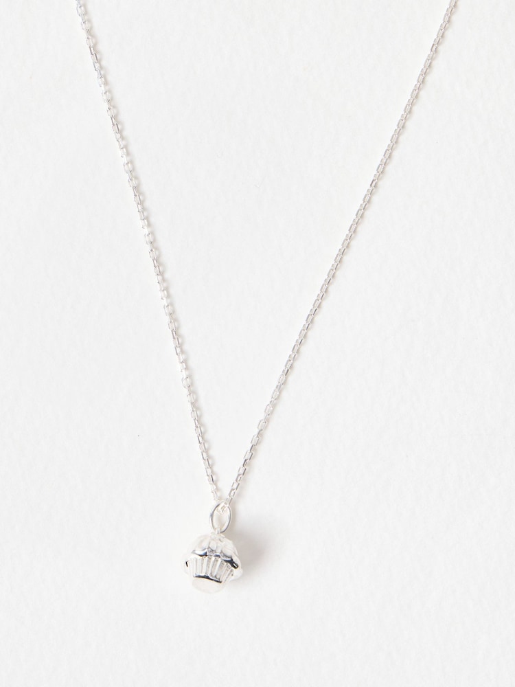 Oliver Bonas Silver Marie Cupcake Charm Silver Pendant Necklace - Image 1 of 4