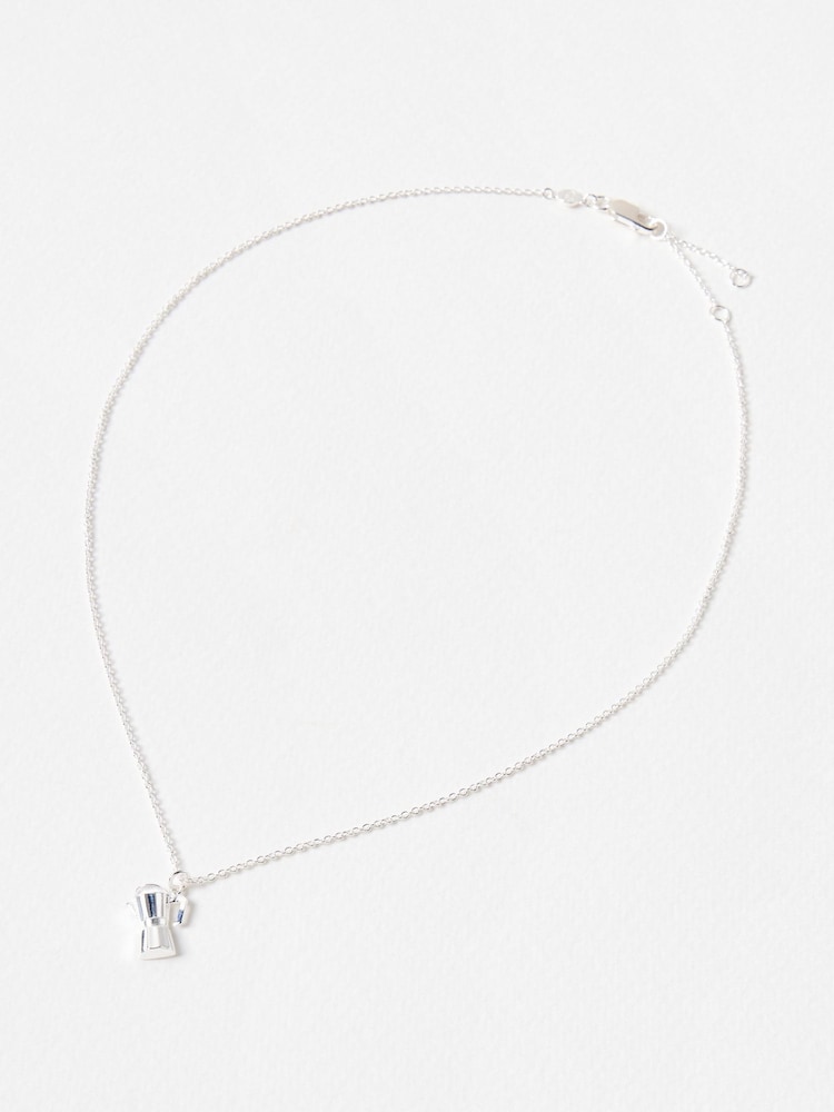 Oliver Bonas Silver Moka Coffee Pot Charm Silver Pendant Necklace - Image 1 of 4 Oliver Bonas Silver Moka Coffee Pot Charm Silver Pendant Necklace - Image 1 of 4