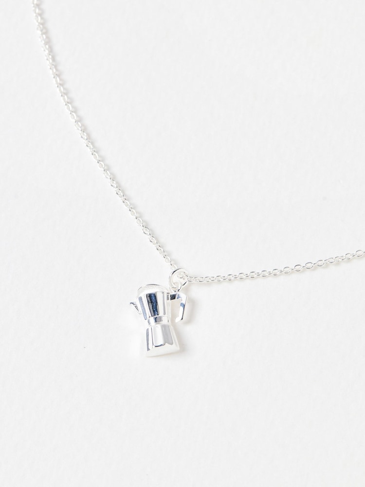Oliver Bonas Silver Moka Coffee Pot Charm Silver Pendant Necklace - Image 2 of 4 Oliver Bonas Silver Moka Coffee Pot Charm Silver Pendant Necklace - Image 2 of 4