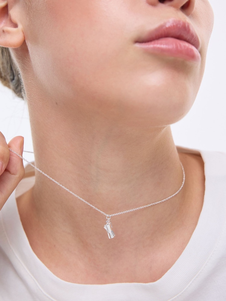 Oliver Bonas Silver Moka Coffee Pot Charm Silver Pendant Necklace - Image 4 of 4 Oliver Bonas Silver Moka Coffee Pot Charm Silver Pendant Necklace - Image 4 of 4