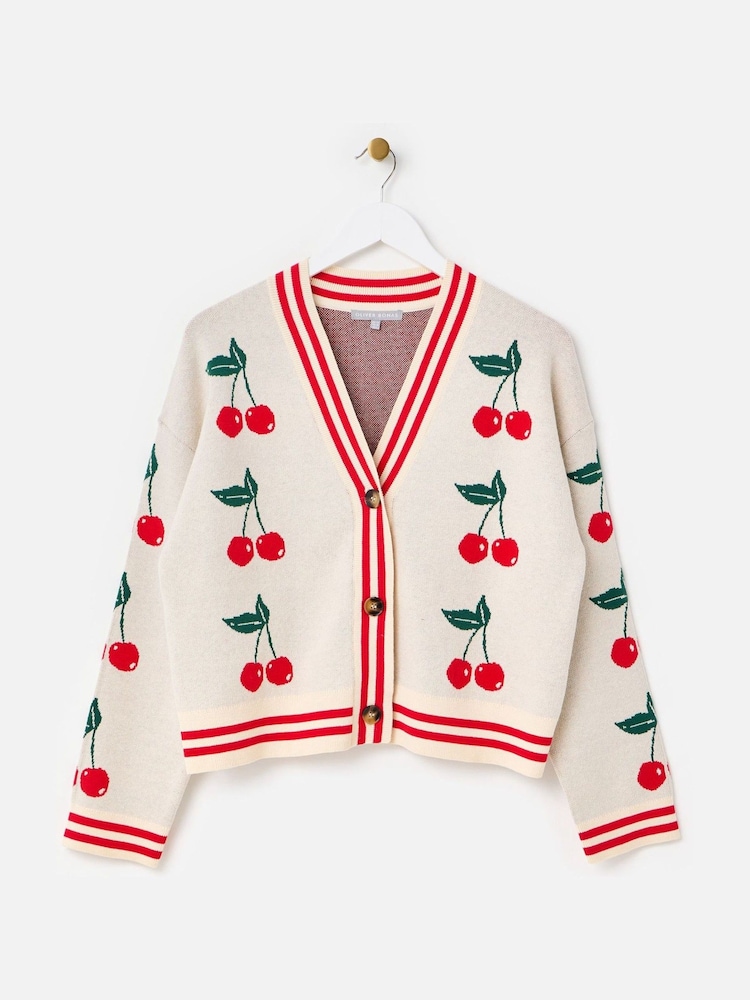 Oliver Bonas Cream V-Neck Knitted Cardigan - Image 1 of 8
