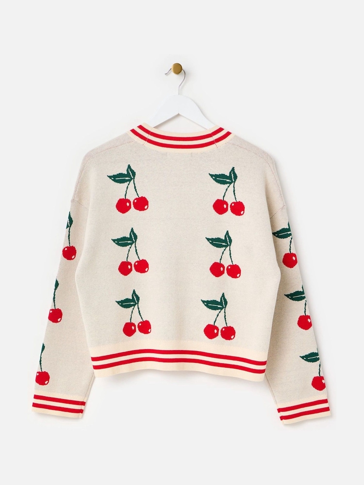 Oliver Bonas Cream V-Neck Knitted Cardigan - Image 2 of 8