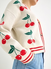 Oliver Bonas Cream V-Neck Knitted Cardigan - Image 7 of 8