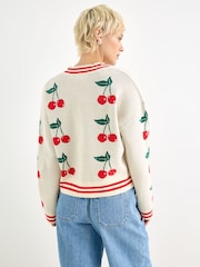 Oliver Bonas Cream V-Neck Knitted Cardigan - Image 8 of 8