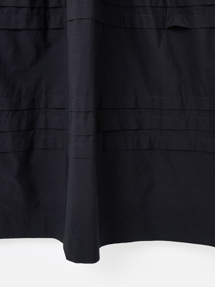 Oliver Bonas Black Striped Ruched Sleeve Midi Dress - Image 7 of 7