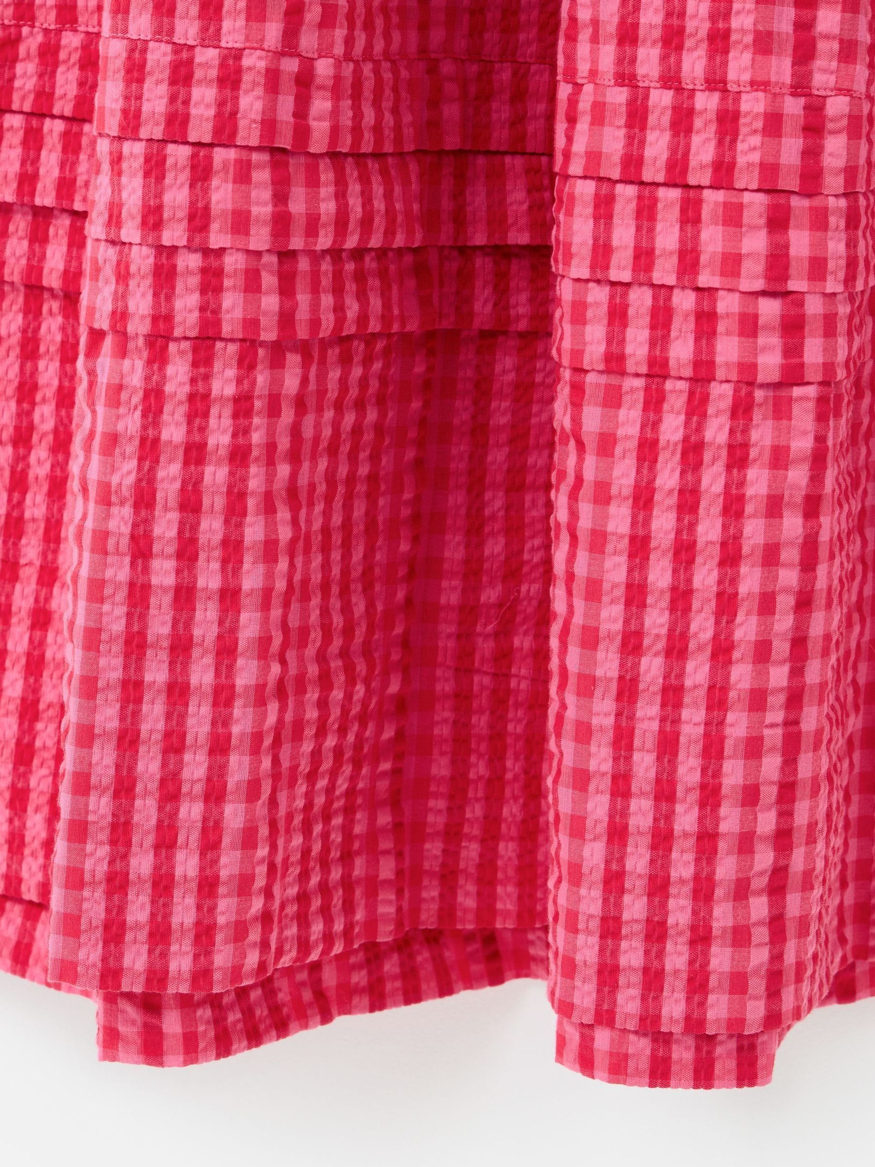 Buy Oliver Bonas Pink Gingham Shirred Bodice Puff Sleeve Midi