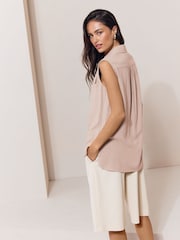 Lipsy Neutral Touch Of Linen Sleeveless Utility Shirt - Image 5 of 5