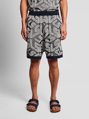 Lyle & Scott Blue Ribbed Emblem Knitted Shorts - Image 2 of 5