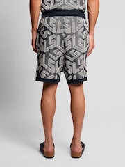 Lyle & Scott Blue Ribbed Emblem Knitted Shorts - Image 3 of 5