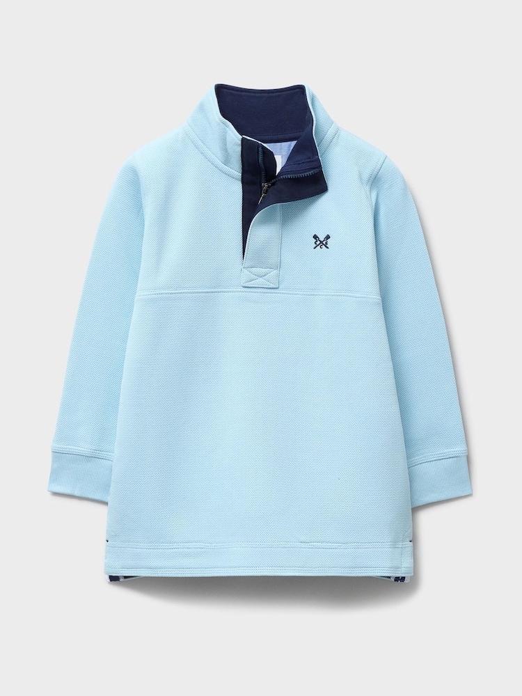Crew Clothing Company Blue Padstow Pique Sweatshirt - Image 1 of 3