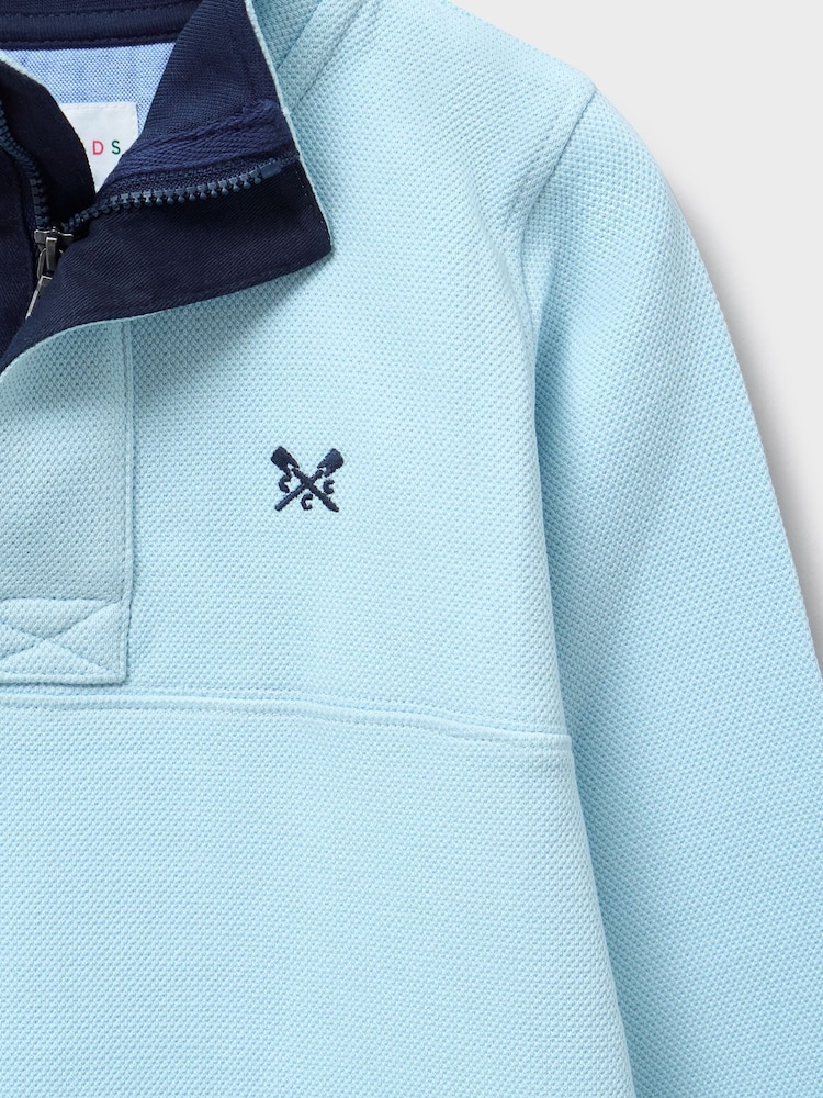 Crew Clothing Company Blue Padstow Pique Sweatshirt - Image 3 of 3