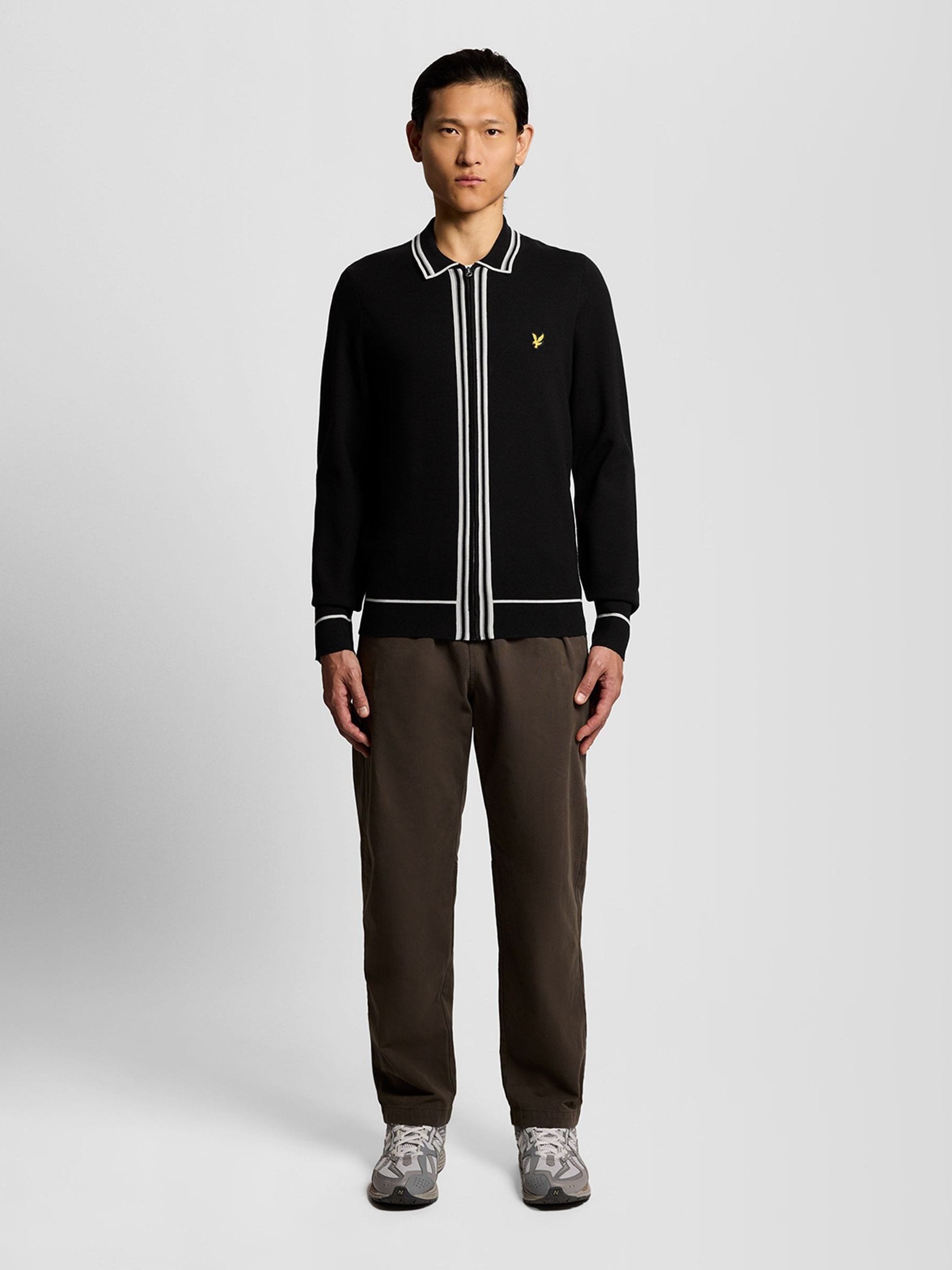 Buy Lyle & Scott Black Tipped Knitted Zip Through Jacket from Next USA