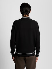 Lyle & Scott Black Tipped Knitted Zip Through Jacket - Image 4 of 5