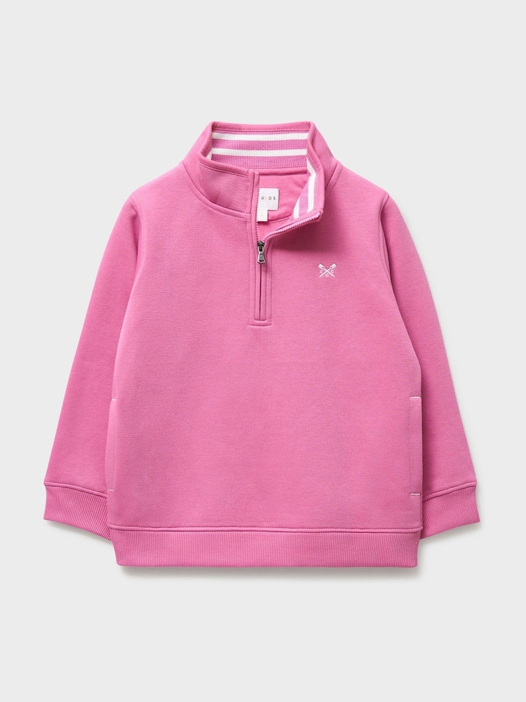 Crew Clothing Company Pink Cotton Blend Half Zip Sweatshirt - Image 1 of 3 Crew Clothing Company Pink Cotton Blend Half Zip Sweatshirt - Image 1 of 3