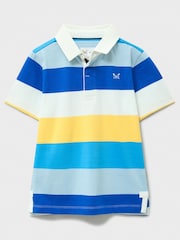 Crew Clothing Blue Yarn Dyed Short Sleeve Rugby Shirt - Image 2 of 3