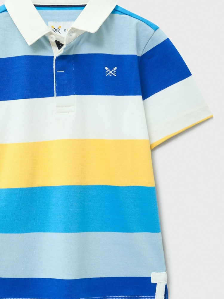 Crew Clothing Blue Yarn Dyed Short Sleeve Rugby Shirt - Image 3 of 3 Crew Clothing Blue Yarn Dyed Short Sleeve Rugby Shirt - Image 3 of 3