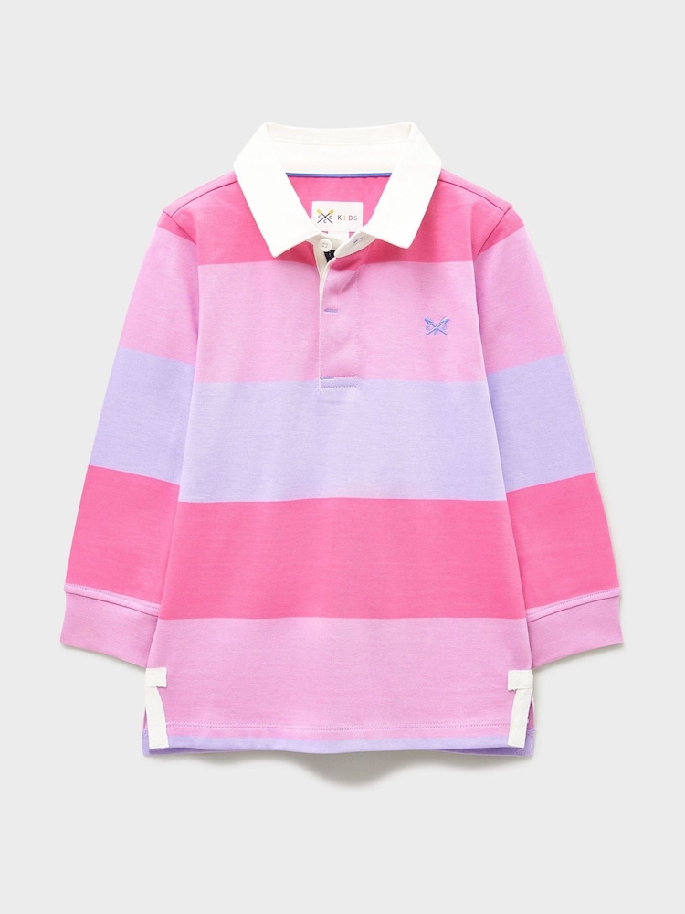Crew Clothing Company Pink Yarn Dyed Long Sleeve Rugby Shirt - Image 1 of 3