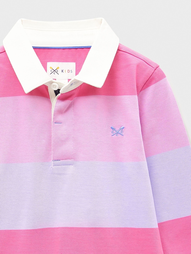 Crew Clothing Company Pink Yarn Dyed Long Sleeve Rugby Shirt - Image 3 of 3